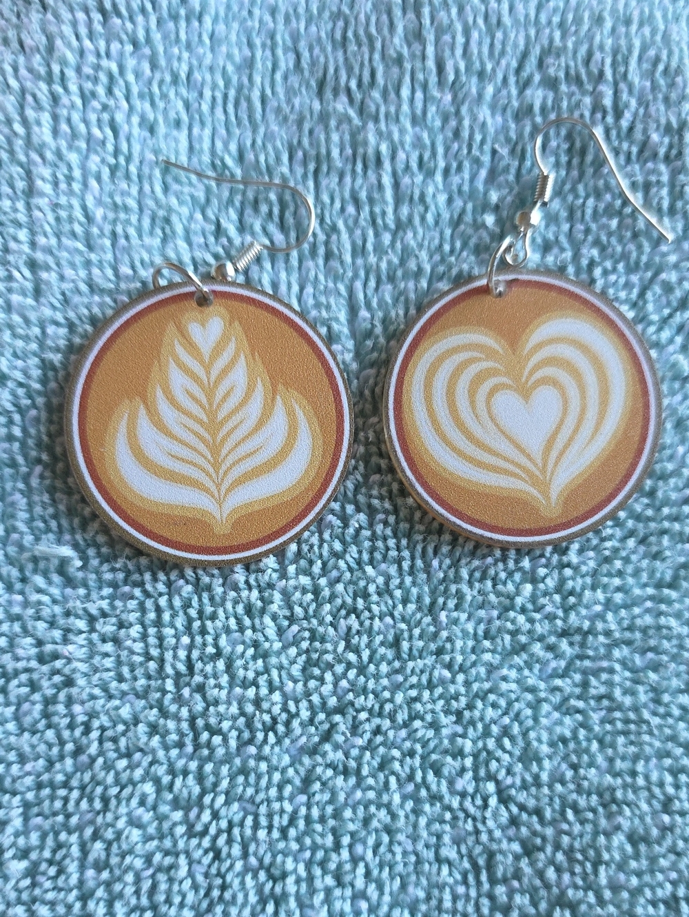 Coffee Latte Art Round Drop Earrings - Women Jewelry